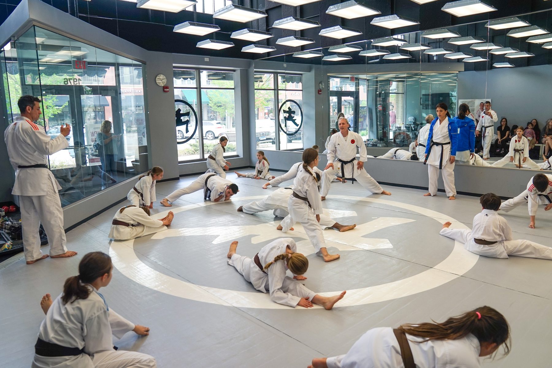 Karate athletes training together at FMA Glenview